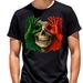 100% Diseñador Moda Algodón Calavera Mexicana Con Colores Bandera - Camiseta Audaz, Regalos Hombres, Top Casual_viptrois.com