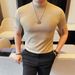 Men's Elastic Round Neck Short Sleeved T Shirt Fashionable Versatile Casual Thin Jacquard T Shirt Men_viptrois.com