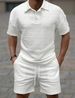 Men's Clothing Pure Color Fashion Casual Men's Short Sleeved Suit_viptrois.com