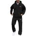 Men's Clothing Menswear Trendy Brand Heavyweight Knitted Sweatshirt Cardigan Set, Hello Letter Casual Hooded Sweatshirt Set_viptrois.com