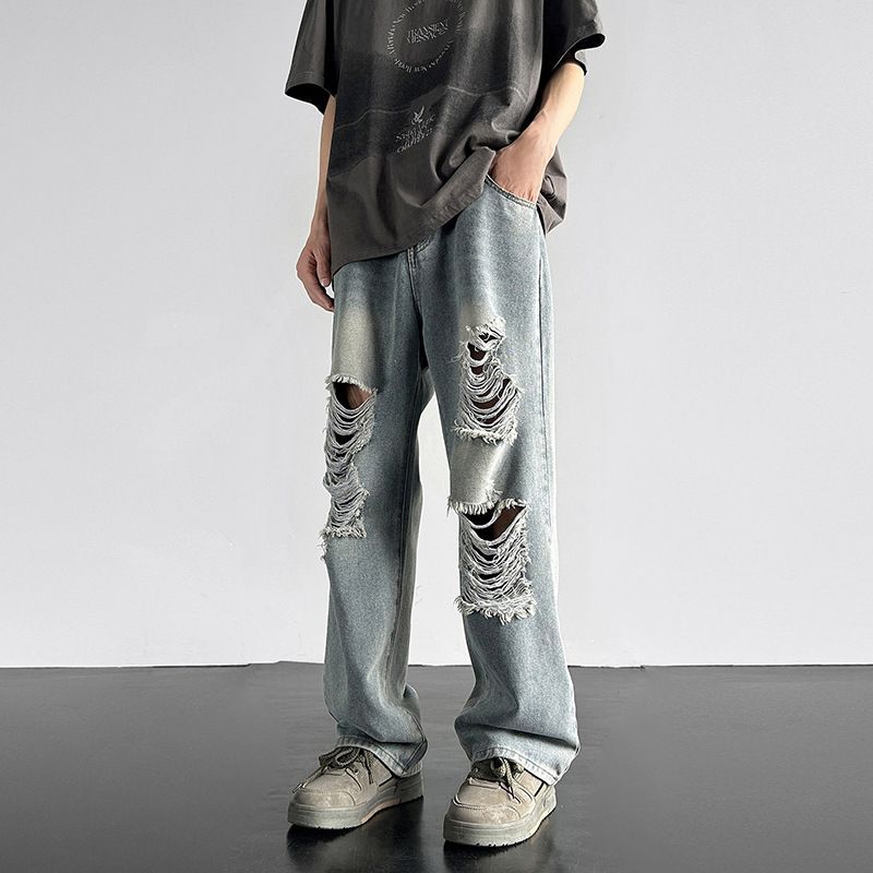 Men's Clothing Straight Wide Leg Pants Loose And Trendy Overalls_viptrois.com