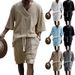 Men's Clothing Men's Summer Leisure Suit Jacquard V Neck Short Sleeved Two Piece Sports Suit For Formal & Casual_viptrois.com