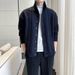 Knitted Sweater Jacket For Men, Autumn And Winter Loose Cardigan Sweater, Handsome Stand Up Collar, Thread Jacket_viptrois.com