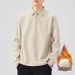 Nordmann Shanggu Clothing Autumn Winter New Men's Fleece Lined Turn-down Collar Long Sleeve Polo Shirt Japanese Style Loose_viptrois.com