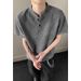 Men's Casual Summer Short-sleeve Trendy Versatile Retro Stylish T-shirt With Stand-up Collar And Printed Loose Long_viptrois.com