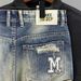 Summer New Ripped Denim Shorts Men's Trendy Brand Patch Print Mid Length Pants Trendy All Match Beggar Shorts_viptrois.com