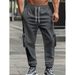 Men's Retro Casual Pants – Loose Fit Straight Leg Trousers With Drawstring Waist (Black, Grey, Beige, Navy, Red, S-XXXL)_viptrois.com