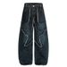 Millennial Hot Girl Star Frayed Jeans Unisex 2025 New Subculture Loose Wide-Leg Scimitar Pants_viptrois.com