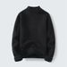Men's Winter Thermal Fleece Knit Sweater - Semi-Turtle Neck Warm Base Layer, Solid Color Casual Pullover For Cold Weather_viptrois.com