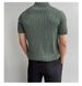 Men's Clothing Knitted Short Sleeved Summer Trendy High End Casual Tops Fashionable Simple Lapel Sweater_viptrois.com