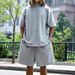 Men's Clothing Short Sleeved Suit Solid Color Round Neck Loose Casual T Shirt Suit_viptrois.com
