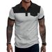 Men's Clothing Short Sleeved Splicing Waffle Pocket Polo Shirt Lapel Casual Men's Wear_viptrois.com
