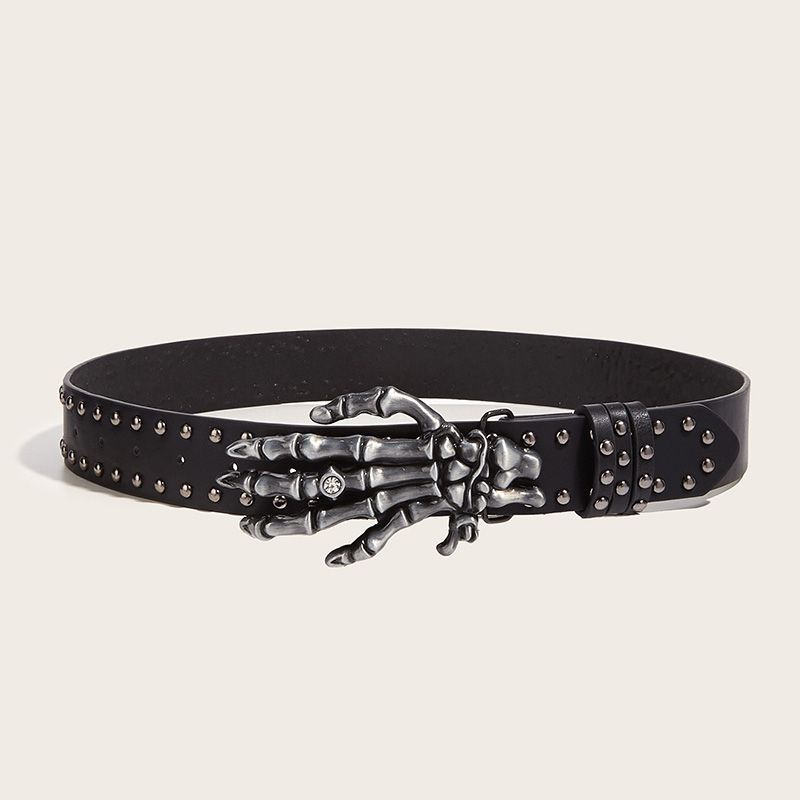 2025 Designer Gürtel Für Frauen Hohe Qualität Luxus Marke Punk Goth Niet Schwarz Jeans Unisex Männer Gürtel Pfote Schädel Schnalle Bund Mann_viptrois.com