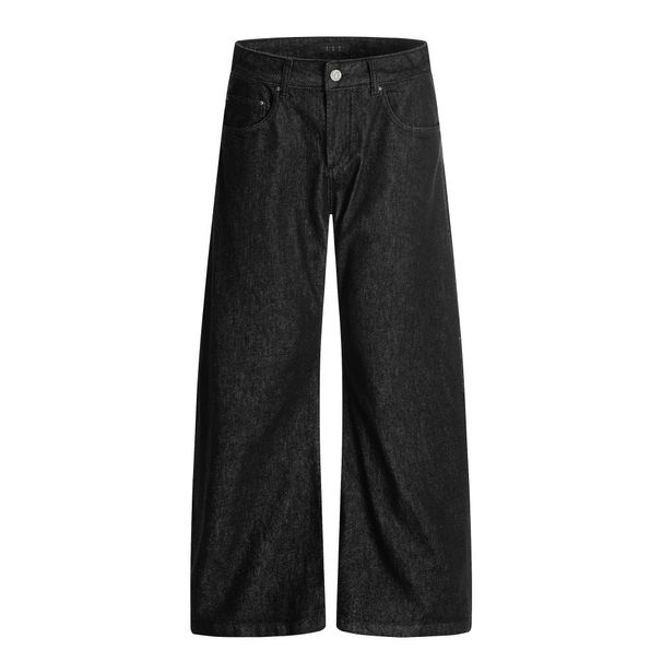 Trendy Brand Design Denim Wide-Leg Men's High Street Fashion Vibe Personality Line Loose Casual Straight Pants_viptrois.com