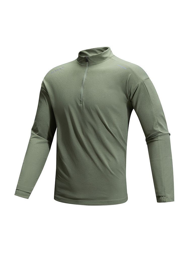 Men's Clothing Trendy Outdoor Light Quick Drying Sports Long Sleeved T Shirt Elastic Anti Wrinkle Running Fitness Casual Tops_viptrois.com
