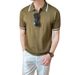 Summer New Short Sleeve Knitted Men's Half Zipper Polo Shirt Flip Collar Business Trendy T-Shirt_viptrois.com