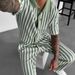 Men's Spring/Summer Striped Collared Shirt And Trousers Two Piece Casual Set Short Sleeved_viptrois.com