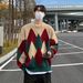 Pure American Retro Diamond Christmas Sweater For Men Winter Trendy Brand High-end Lazy Knitted Loose Couple Top_viptrois.com