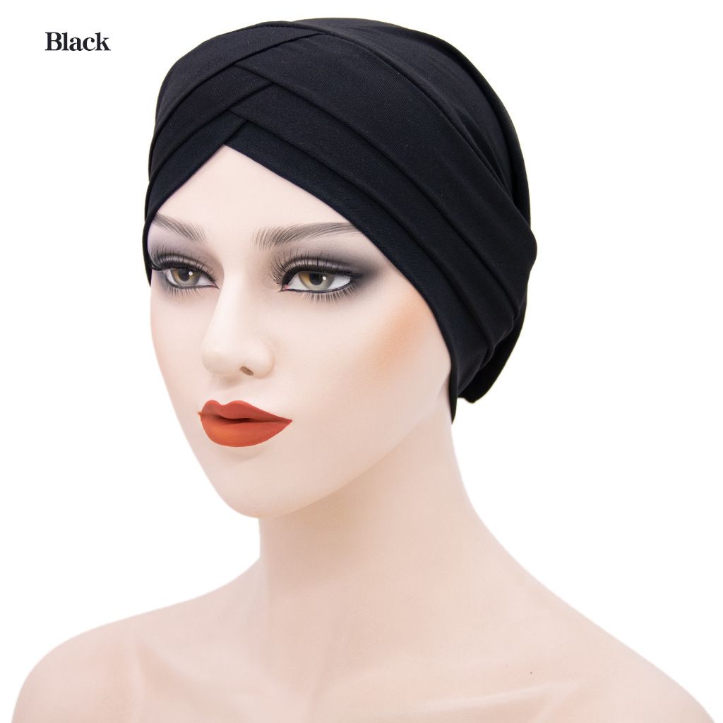Cross Border Supply Of Muslim Headscarf Hats New Solid Color Three Brim Headscarf Factory Direct Sales Of Muslim Headscarves_viptrois.com