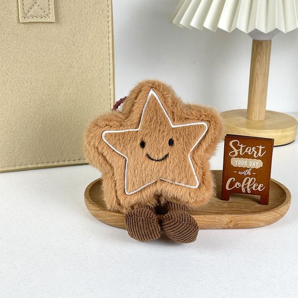 British Fun Star Biscuit Doll Christmas New Five Pointed Star Plush Soothing Doll Key Chain Bag Pendant_viptrois.com