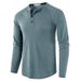 Men's Waffle-Knit Henley Shirt – Breathable Long Sleeve Tee (95% Polyester, Stretch Fit, Moisture-Wicking)_viptrois.com
