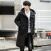 Cotton Jacket, Mid-Length, 2023 New Korean Style, Over-the-Knee, Hooded, Fashionable, Winter Thickened Men's Coat_viptrois.com