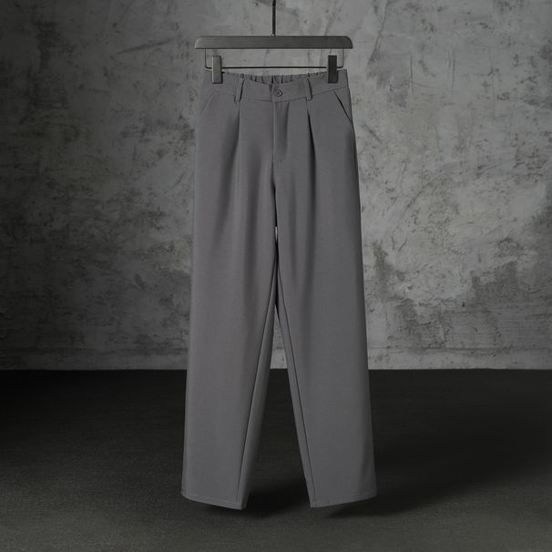 Men's Lightweight Straight Fit Dress Pants - Summer Breathable Polyester Trousers With Wrinkle-Free Technology (Black, Charcoal, Beige, Khaki, Brown)_viptrois.com
