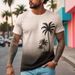 Cross Border Supply Of Hawaiian Coconut Tree Style Short Sleeved T Shirt For Summer Men's Gradient Printing Beach Style Casual Short Sleeved Men_viptrois.com