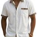 Men's Casual Sports Shirt Short Sleeved Color Blocked Collared T-Shirt American Style_viptrois.com