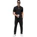 2 Piece Men's Lapel Zipper Short Sleeved Trousers Casual Sports Suit Fashion Polo Shirt_viptrois.com