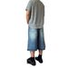 Men's Washed Whiskered Cropped Trousers Style Loose Fit Button Down Distressed Denim Shorts_viptrois.com