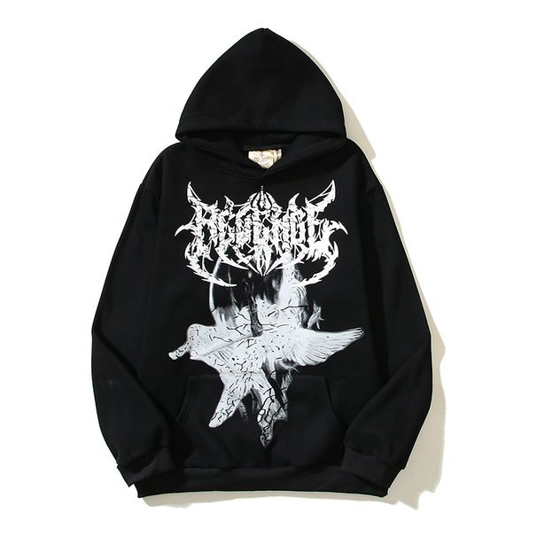 2024 Autumn Winter New Phantom Thorn Print American Style Loose High Street Fleece Hoodie Unisex_viptrois.com