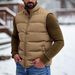Men's Winter Puffer Vest - Lightweight Quilted Sleeveless Jacket, Stand Collar, Zip Front, Decorative Pockets, Casual Layering Essential_viptrois.com