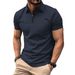 Men's Clothing New Simple Short Sleeved Polo 3D Printing Solid Color Casual Zipper Polo Shirt_viptrois.com