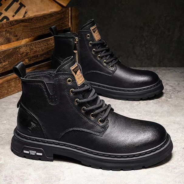 European Warm Series Martin Boots Trendy Casual Versatile Warm Work Non-Slip Wear-Resistant Fashion Sports Men's Shoes_viptrois.com