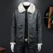 Winter New Men's Fur Integrated Fleece Thickened Coat Slim Fashion Warm Coat_viptrois.com