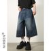 Men's Clothing Summer Loose Silhouette Washed Retro Distressed Three Quarter Straight Denim Shorts For Men_viptrois.com