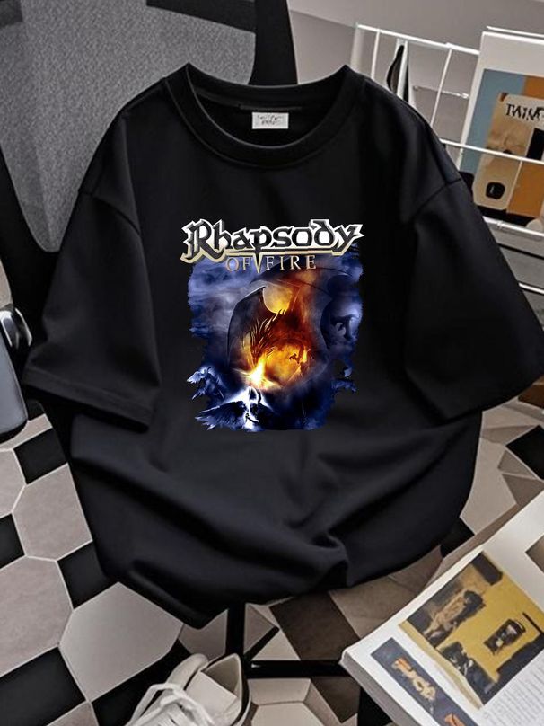 Rhapsody Of Fire Vintage T-shirt Slightly Homme Stretched Casual Designer Clothes Breathable Streetwear Fashion Stylish Graphic Comfortable_viptrois.com