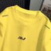 American 100% Pure Cotton T-shirt Summer Men's And Women's Short Niche Yellow Ins Letter Printed Half Sleeved Top_viptrois.com