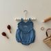 Newborn Baby Cotton Embroidered Denim Romper - Sleeveless Adjustable Straps Unisex Infant Jumpsuit For Spring Summer"_viptrois.com