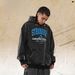 Autumn/Winter Washed American Style Fleece-Lined Text Print Loose Fit Trendy High Street Hoodie_viptrois.com