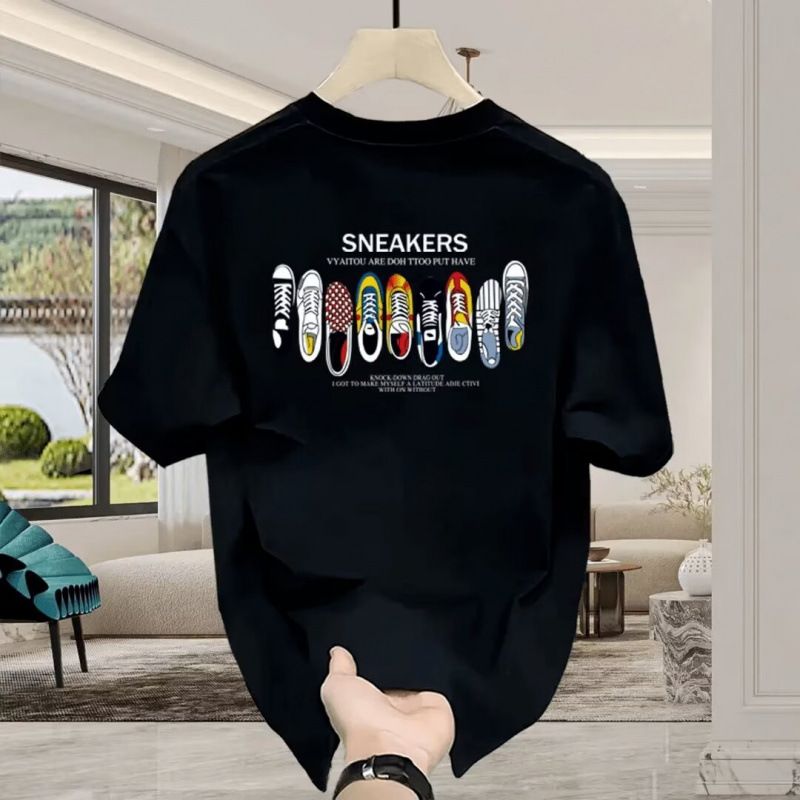 Heavyweight Trendy Brand Pure Cotton Printed Men's Short Sleeve T-shirt 2026 New Summer Hot Trend Casual Round Neck Tee_viptrois.com