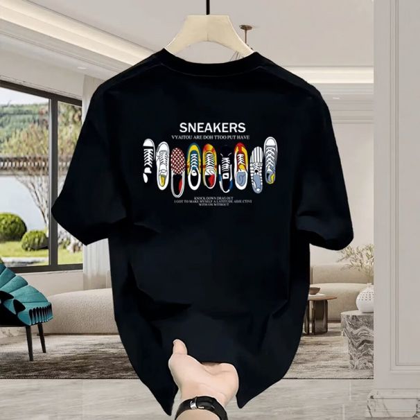 Heavyweight Trendy Brand Pure Cotton Printed Men's Short Sleeve T-shirt 2026 New Summer Hot Trend Casual Round Neck Tee_viptrois.com
