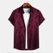 Men's Printed Shirt, Regular Fit Casual Soft And Comfortable Front Button Short Sleeve Shirt Top_viptrois.com
