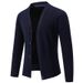 Men's V-Neck Knit Sweater Jacket - Fleece-Lined Slim Fit Cardigan For Casual & Office Wear Trendy Fashion_viptrois.com