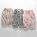 Kids’ Clothing Boys And Girls Cotton And Linen Striped Trousers Spring And Summer Girls Loose Striped Trousers Casual Lace Up Children's Trousers_viptrois.com