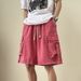 Men's Clothing Summer New Version Ins Solid Color Loose Casual Pants Fashionable Multi Pocket Five_viptrois.com