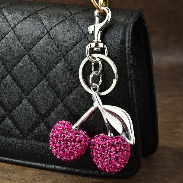 Bag Charm Factory Direct Sales Jewelry Full Of Diamond Cherry Bag Keychain Fruit Cherry Fashion Pendant Wholesale_viptrois.com