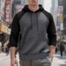 Men's Contrast Color Raglan Hoodie – Plaid Pattern Long Sleeve Casual Jacket (Military Green/Khaki, Gray/Black, S-XXXL)_viptrois.com