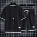 Men's Clothing Waffle Sports Casual Suits For Men Spot Two Piece Short Sleeved Shorts_viptrois.com